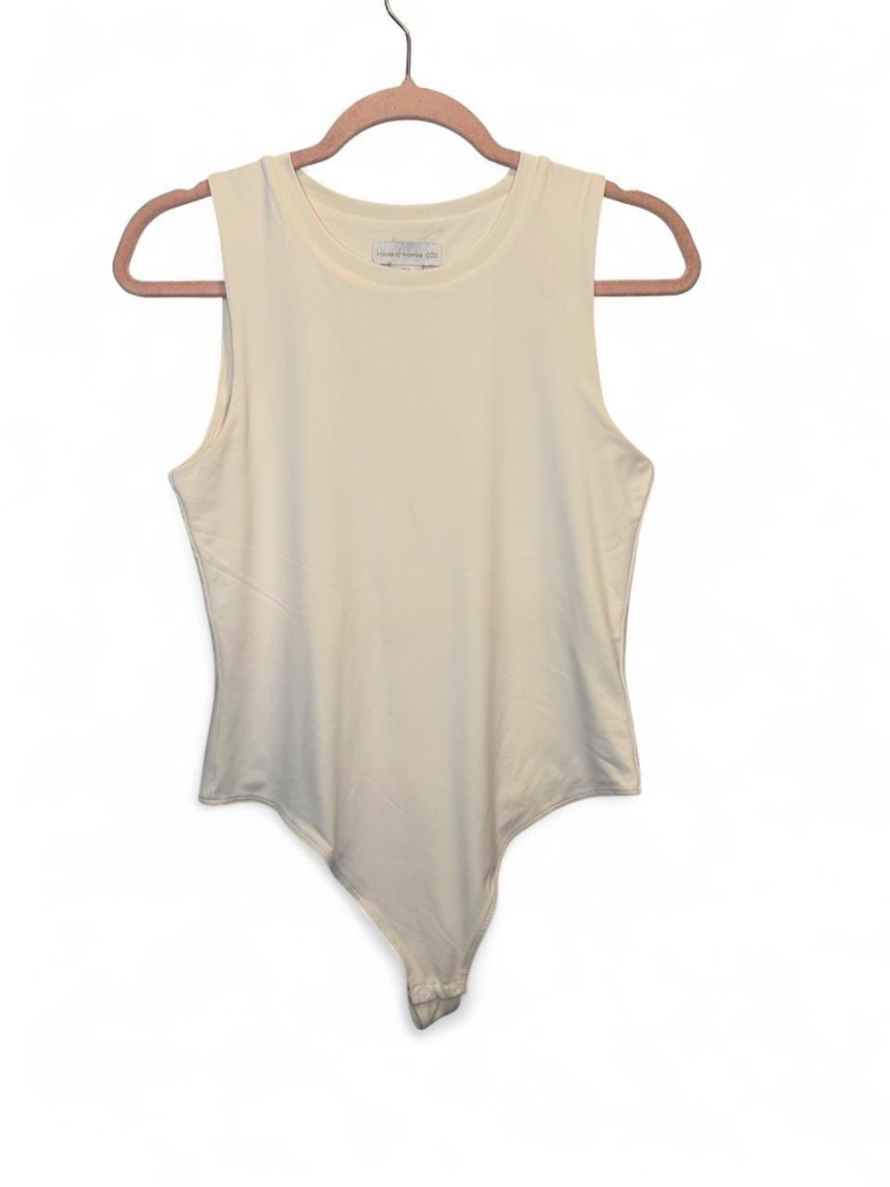 House of Harlow 1960 Cream Sleeveless Boatneck Bodysuit Size Large Neutral Basic